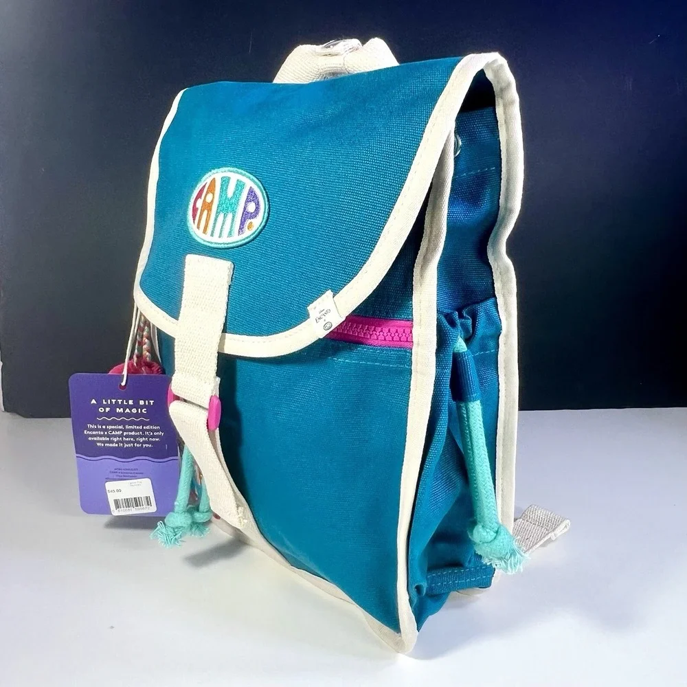 Disney ENCANTO x CAMP Canvas Flap Backpack Bag‎ Embroidered Poms NWT